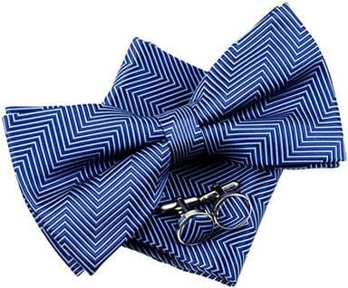 Herringbone Stripe Woven Bow Tie