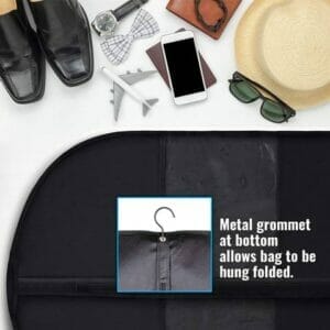 Plixio 60 Black Garment Bags for Breathable Storage