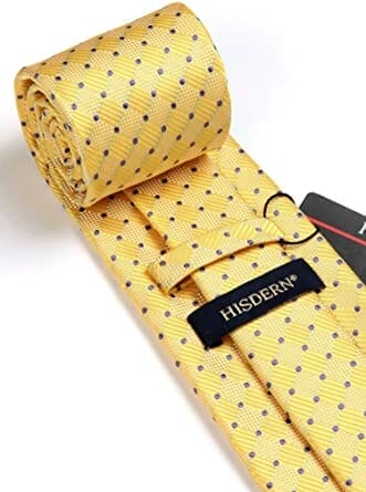 HISDERN Plaid Polka Dots Stripe Tie